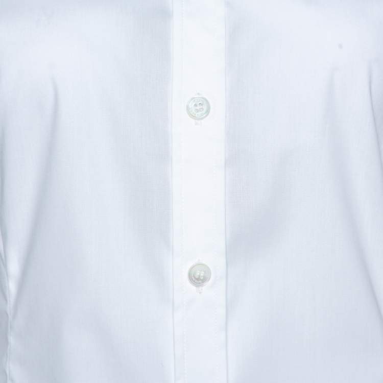 Pre Owned Burberry White Stretch Cotton Long Sleeve Shirt S