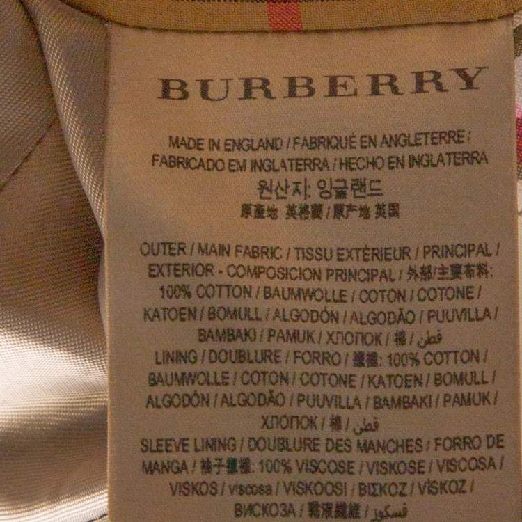 Pre Owned Burberry Sandstone Cotton The Camden Car Coat M
