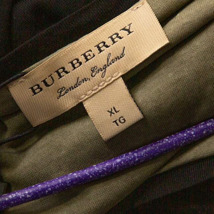 Pre Owned Burberry Black & Moss Green Modal Reversible Layered Top XL