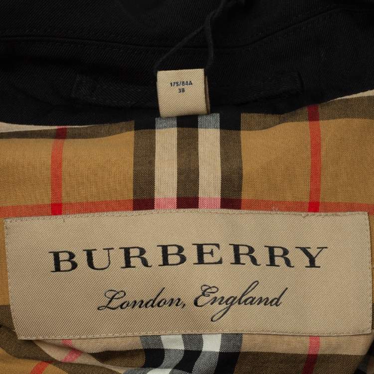 مملوكة مسبقًا Burberry Black Wool Grommet Trim Camden Coat S