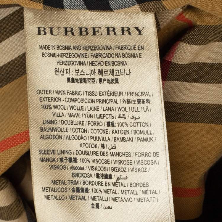 مملوكة مسبقًا Burberry Black Wool Grommet Trim Camden Coat S