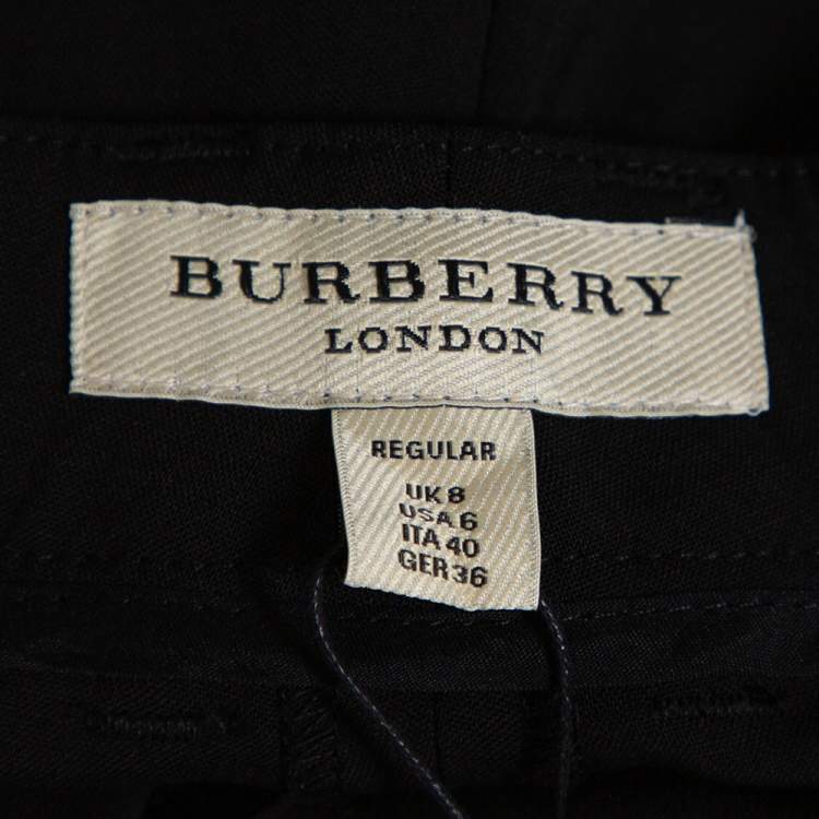 Pre Owned Burberry London Black Stretch Wool Flared Trousers S