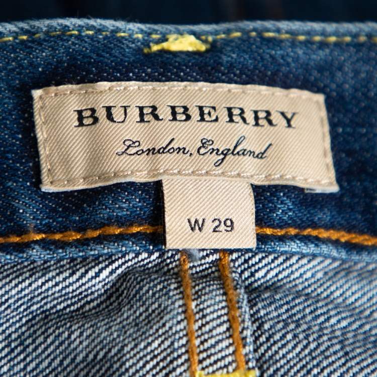 Pre Owned Burberry Navy Blue Denim Straight Leg Jeans M