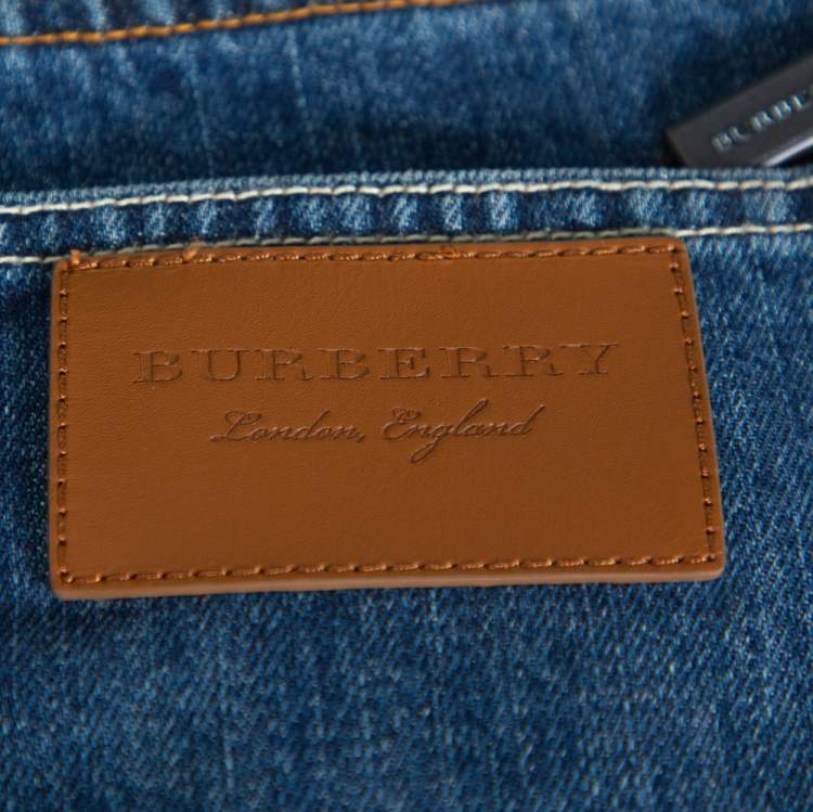 Pre Owned Burberry Navy Blue Denim Straight Leg Jeans M