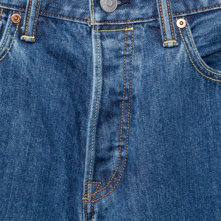 Pre Owned Burberry Navy Blue Denim Straight Leg Jeans M