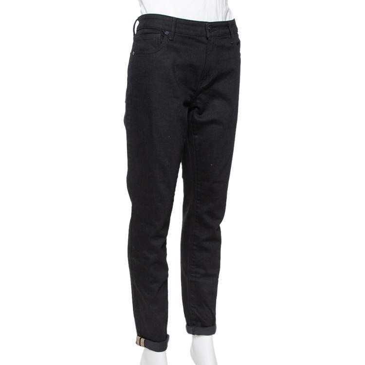 Pre Owned Burberry Black Denim Nova Check Detail Skinny Fit Jeans L
