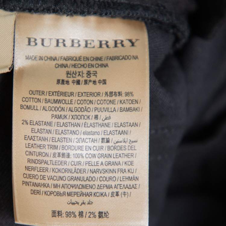 Pre Owned Burberry Black Denim Nova Check Detail Skinny Fit Jeans L