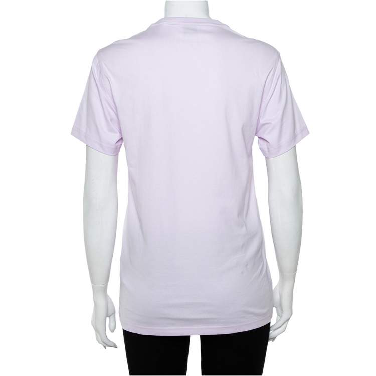 مملوكة مسبقًا Burberry Lavender Cotton Logo Embroidered Crewneck T-Shirt XS