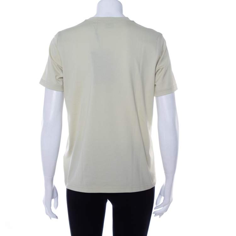 Pre Owned Burberry Pale Green Cotton Shotover Logo Print T Shirt M