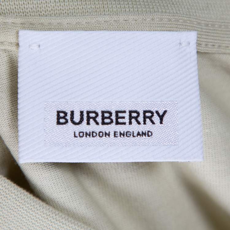 Pre Owned Burberry Pale Green Cotton Shotover Logo Print T Shirt M