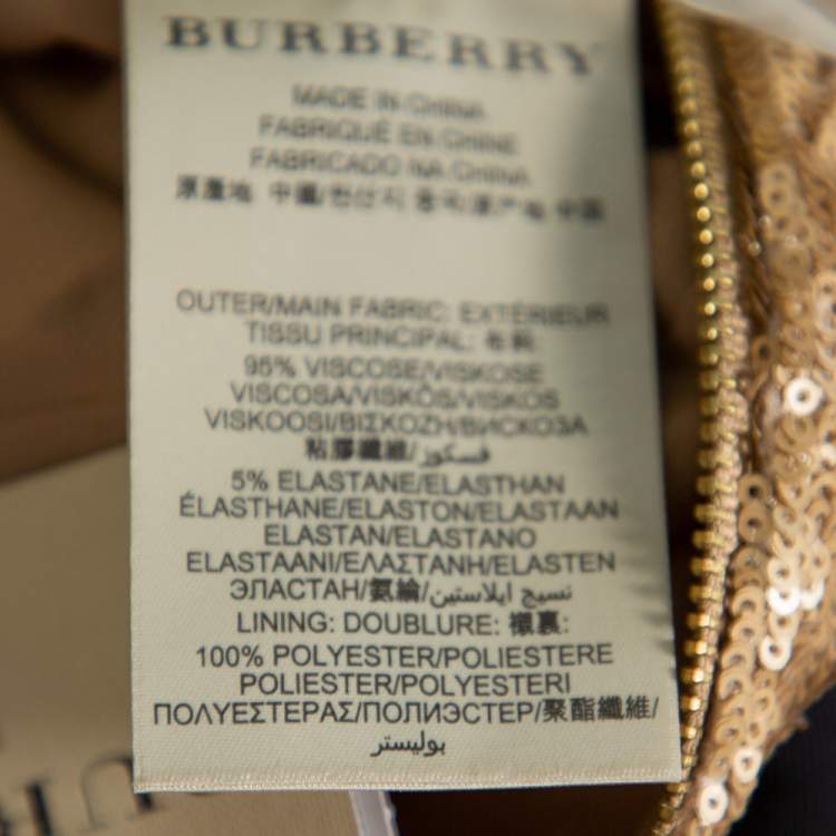 Pre Owned Burberry Vintage Gold Sequined V Neck Sheath Dress S