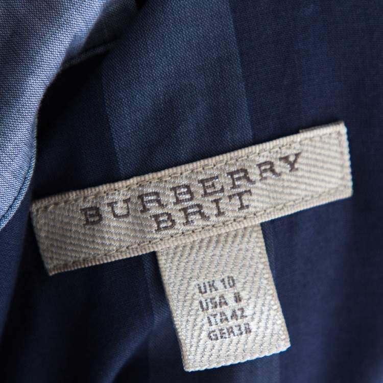 مملوكة مسبقًا Burberry Brit Blue Checkered Cotton Peggie Shirt Dress M