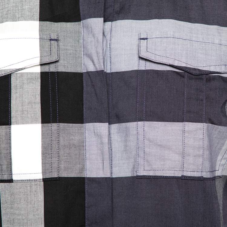 مملوكة مسبقًا Burberry Brit Blue Checkered Cotton Peggie Shirt Dress M
