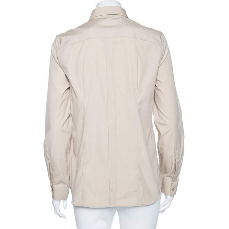 Pre Owned Burberry Beige Cotton Button Front Long Sleeve Shirt M