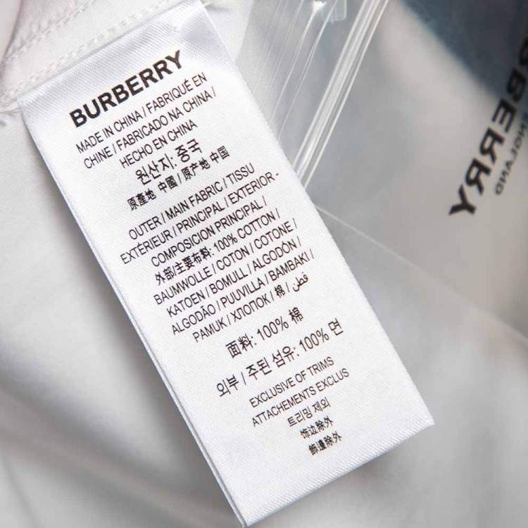Pre Owned Burberry White Cotton Embroidered Logo Detailed Button Down Shirt XS