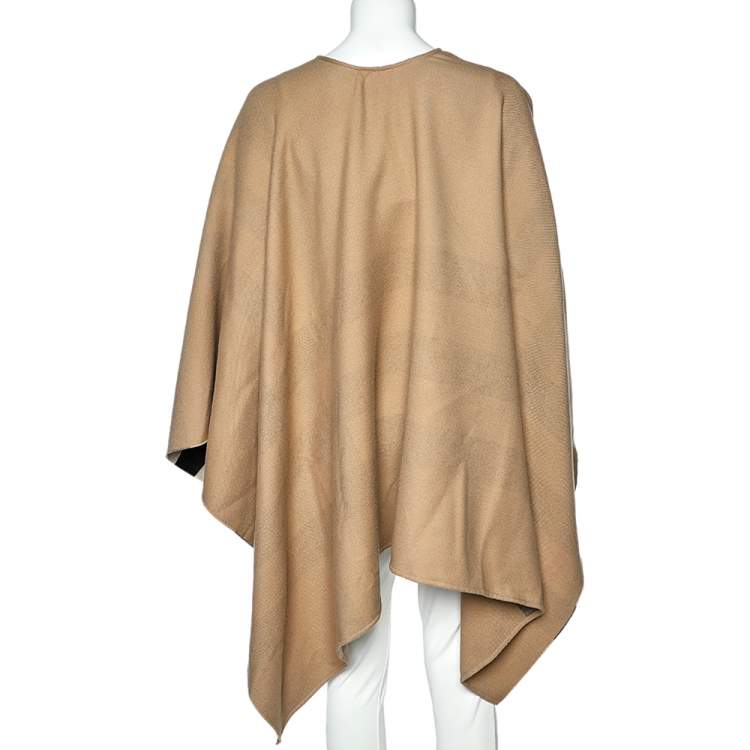 Pre Owned Burberry Beige Checkered Wool Charlotte Poncho (One Size)