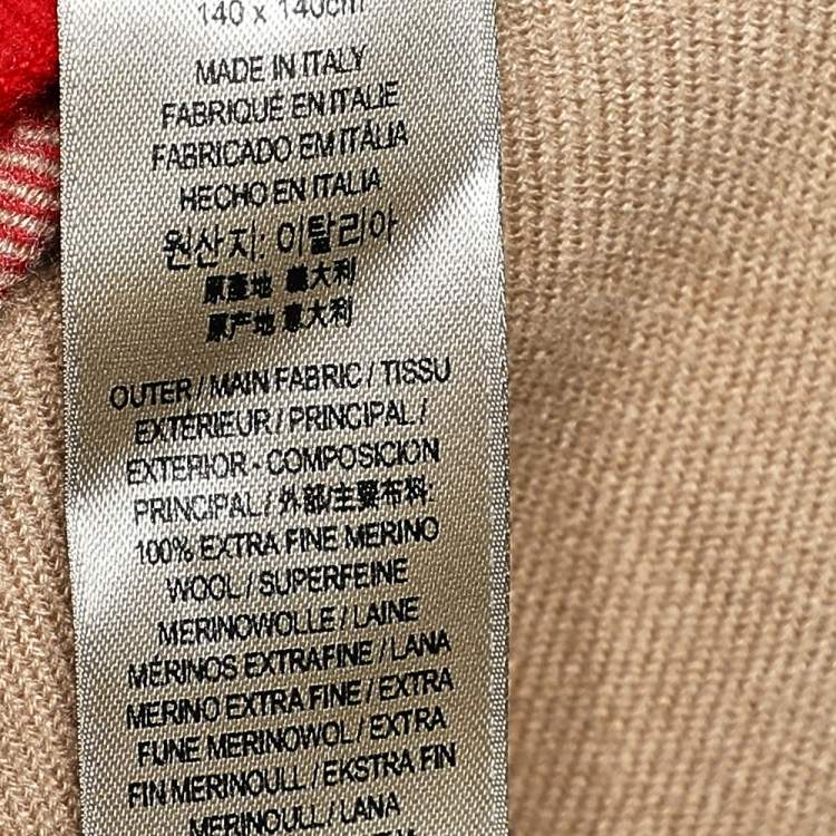 Pre Owned Burberry Beige Checkered Wool Charlotte Poncho (One Size)