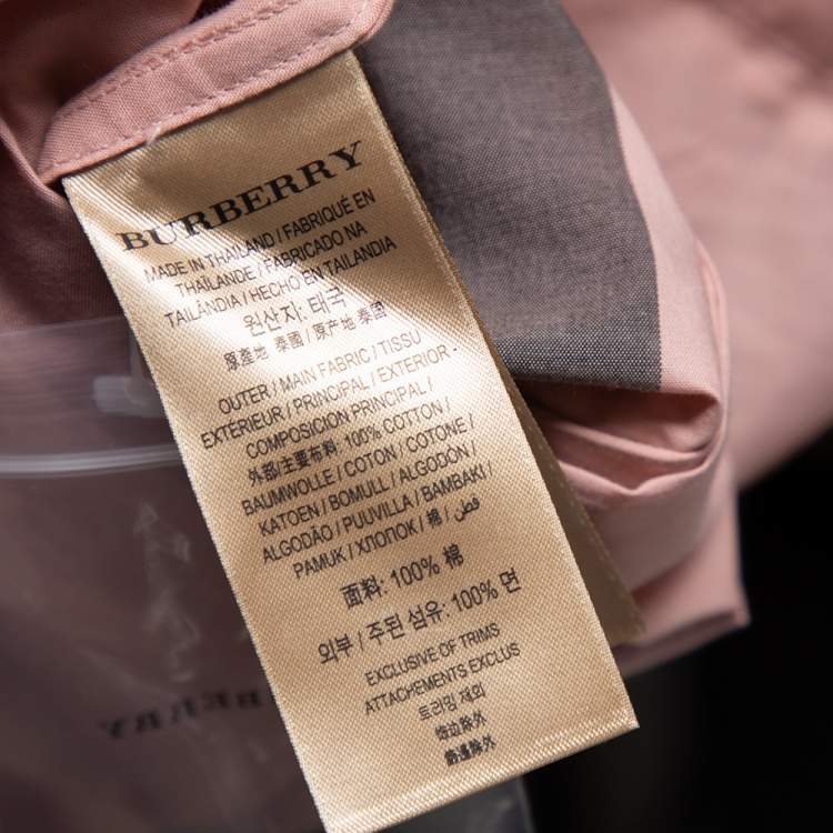 Pre Owned Burberry Pink Checked Cotton Lace Trimmed Button Front Shirt M