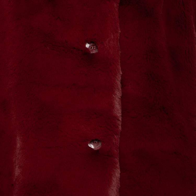 Pre Owned Burberry Red Faux Fur Button Front Jacket M