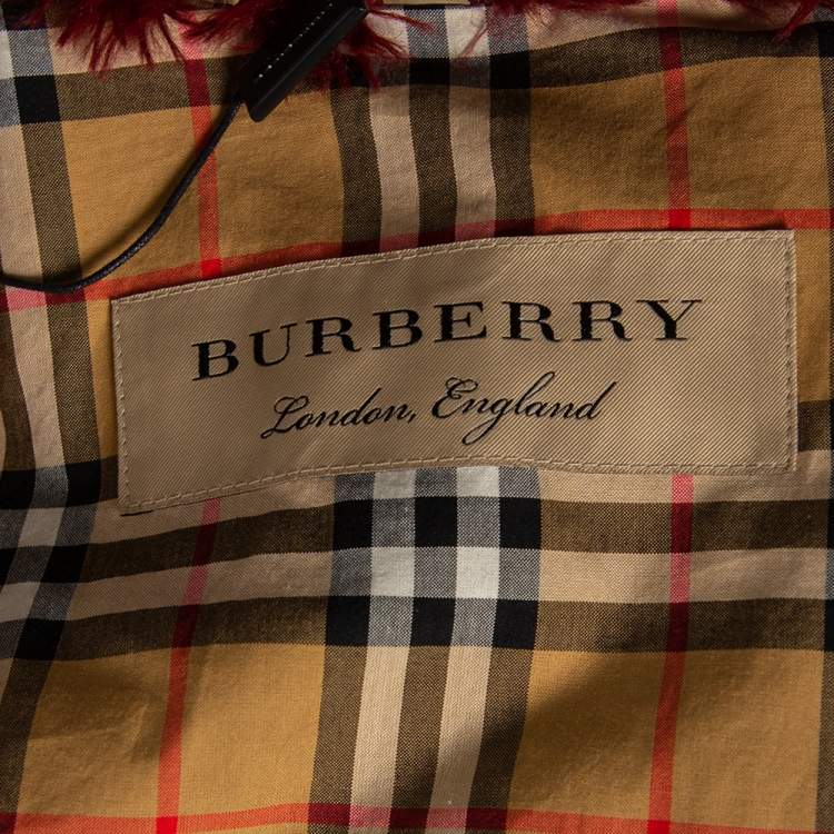 Pre Owned Burberry Red Faux Fur Button Front Jacket M