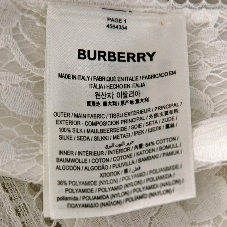 Pre Owned Burberry White Satin & Lace Paneled Slip Dress XS