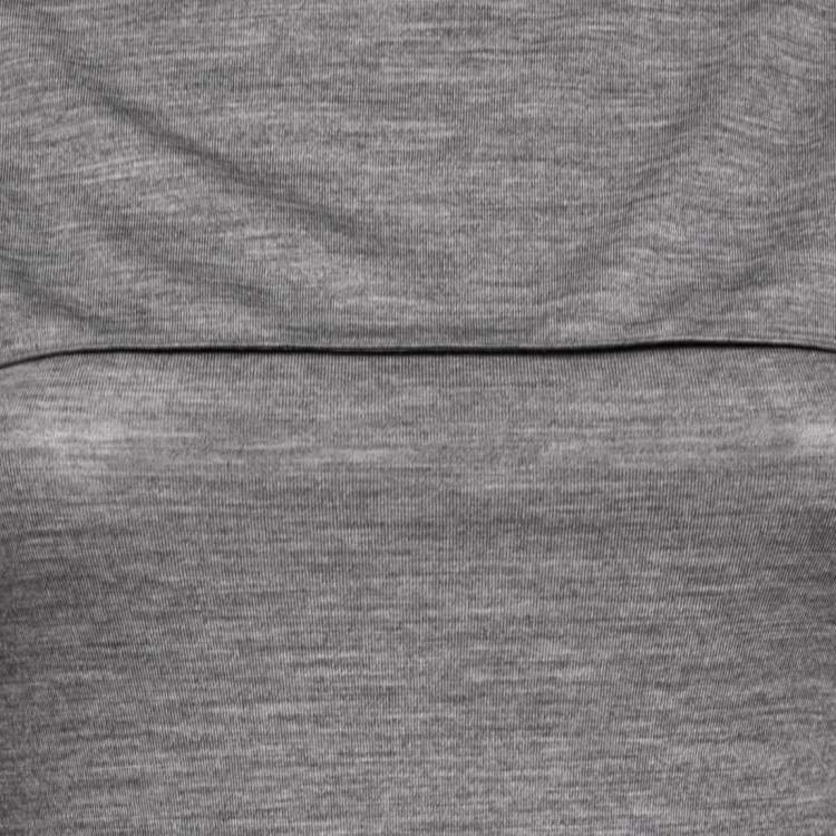 Pre Owned Burberry Grey Wool Knit Sleeveless Dress & Fringed Capelet XS