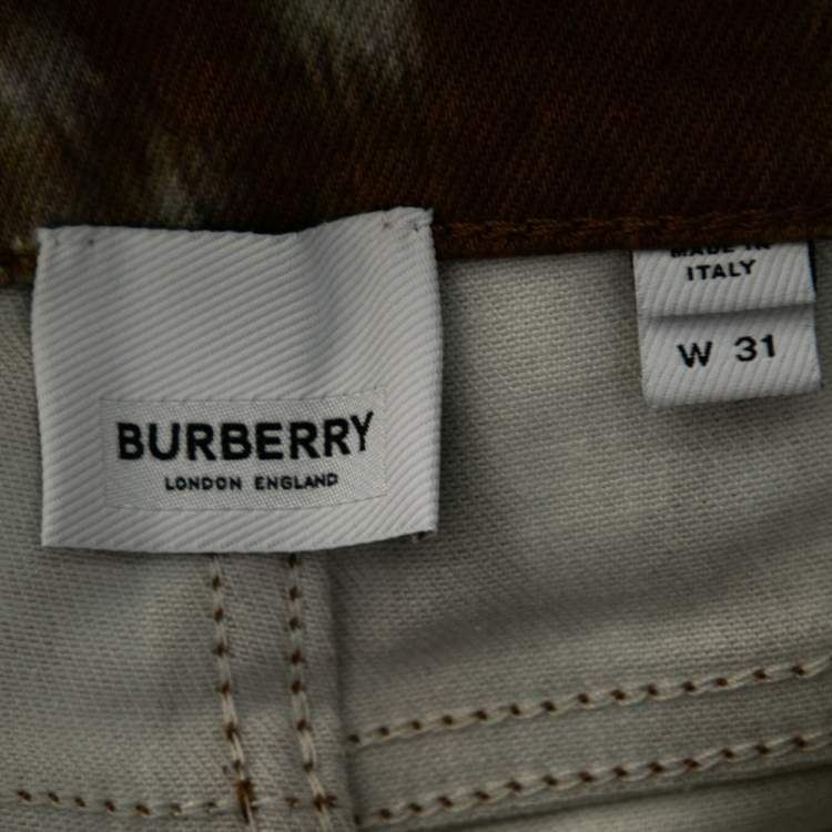 Pre Owned Burberry Brown Honey Printed Denim Jeans L
