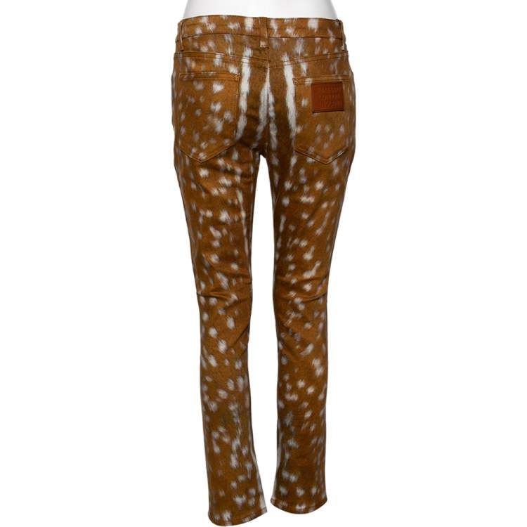 Pre Owned Burberry Brown Honey Printed Denim Jeans L