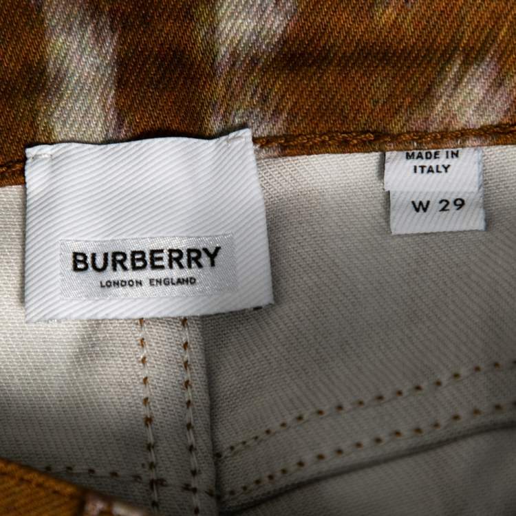 Pre Owned Burberry Brown Honey Printed Denim Jeans M