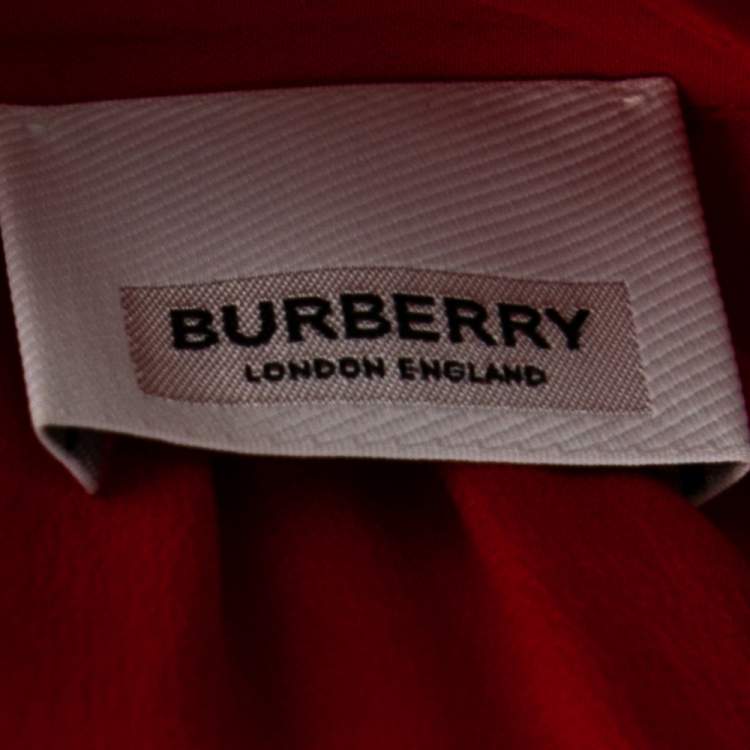 Pre Owned Burberry Red Silk Button Down Maxi Dress M