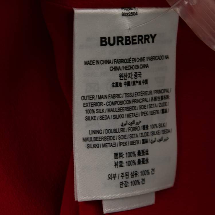 Pre Owned Burberry Red Silk Button Down Maxi Dress M