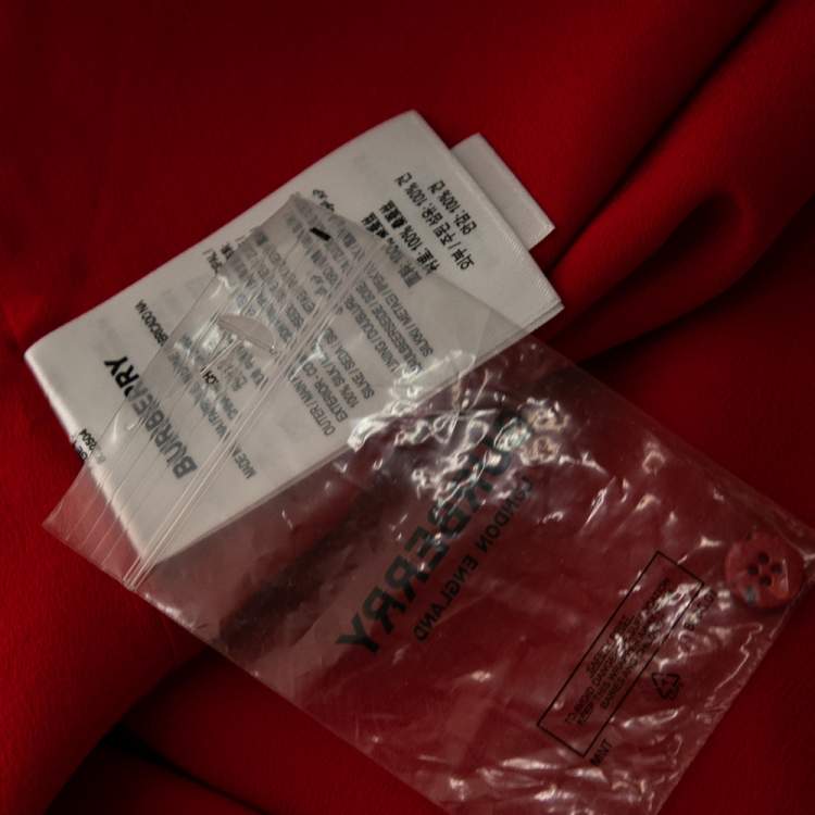 Pre Owned Burberry Red Silk Button Down Maxi Dress M