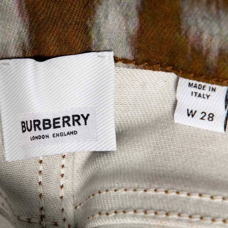Pre Owned Burberry Brown Honey Printed Denim Jeans S