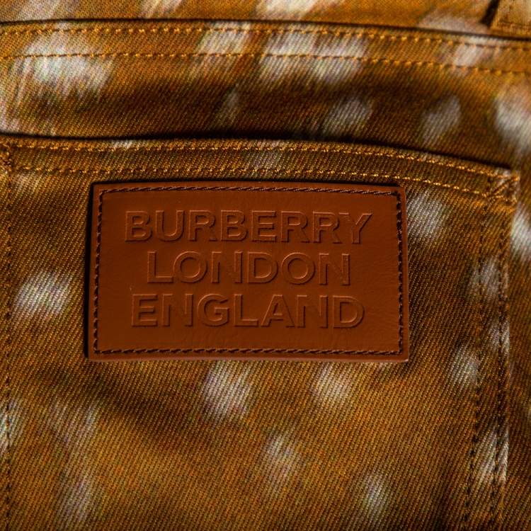 Pre Owned Burberry Brown Honey Printed Denim Jeans M