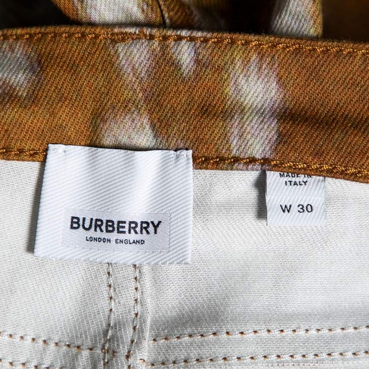 Pre Owned Burberry Brown Honey Printed Denim Jeans M