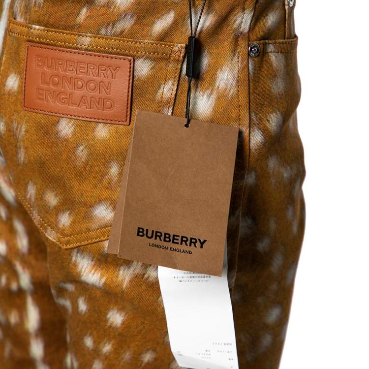 Pre Owned Burberry Brown Honey Printed Denim Jeans M