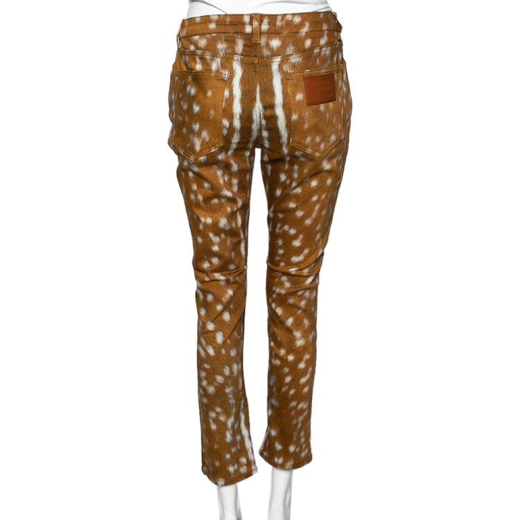 Pre Owned Burberry Brown Honey Printed Denim Jeans M