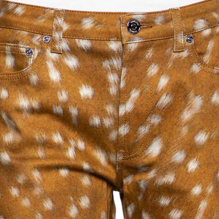 Pre Owned Burberry Brown Honey Printed Denim Jeans M