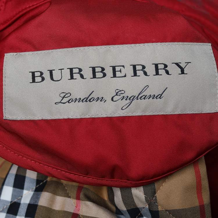 Pre Owned Burberry Red Diamond Quilt Patterned Button Front Jacket L