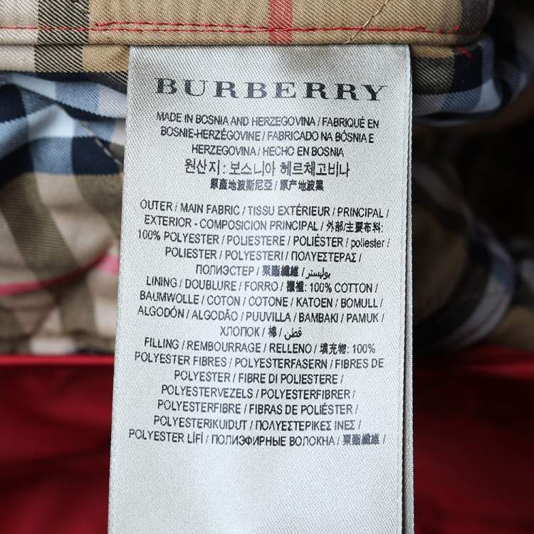 Pre Owned Burberry Red Diamond Quilt Patterned Button Front Jacket L