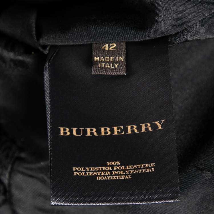 Pre Owned Burberry Navy Blue Synthetic Ruched Neckline Trench Coat M
