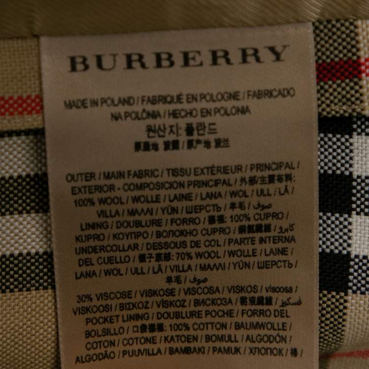 Pre Owned Burberry Beige Vintage Check Wool Single Breasted Tailored Blazer M
