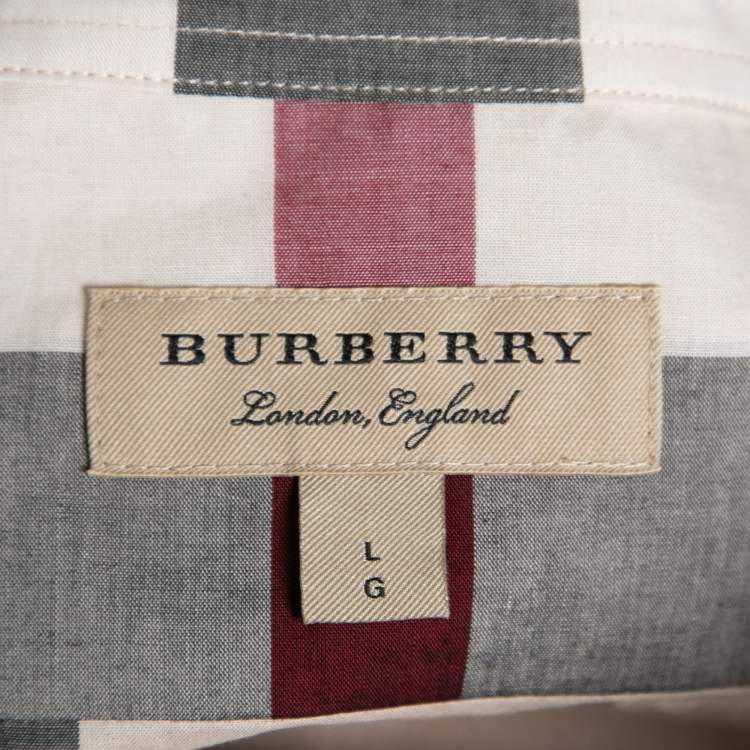 Pre Owned Burberry Beige Vintage Check Cotton Button Front Shirt L