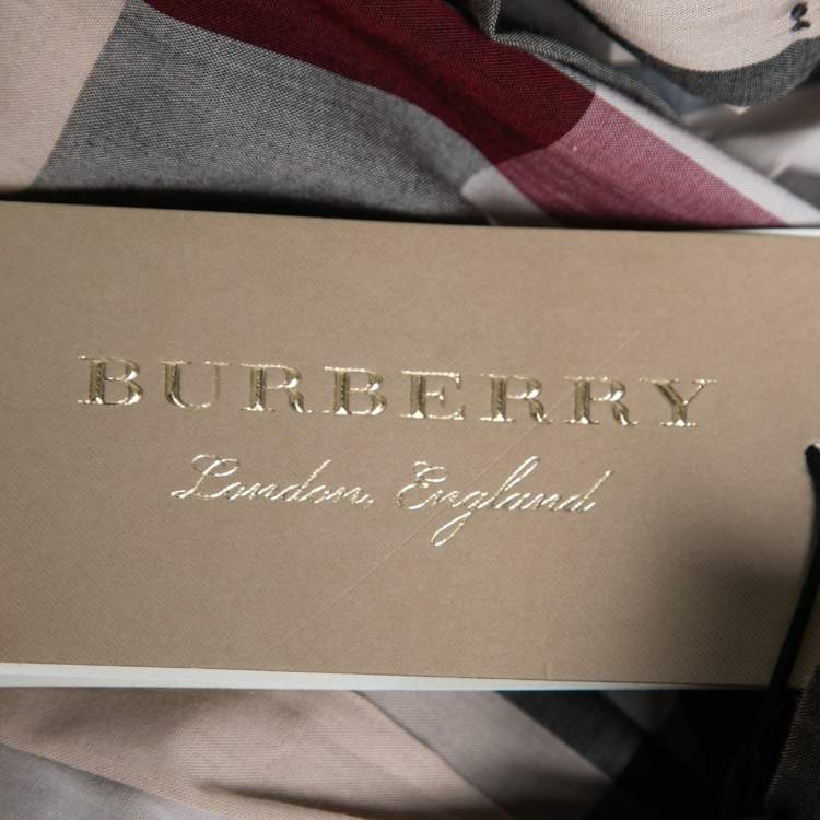 Pre Owned Burberry Beige Vintage Check Cotton Button Front Shirt L