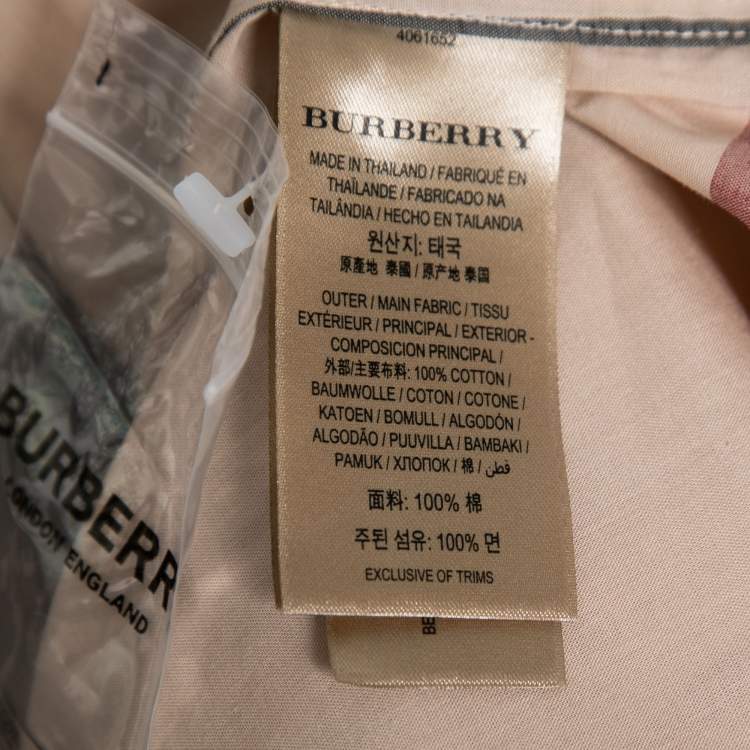 Pre Owned Burberry Beige Vintage Check Cotton Button Front Shirt L
