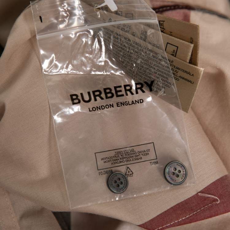 Pre Owned Burberry Beige Vintage Check Cotton Button Front Shirt L