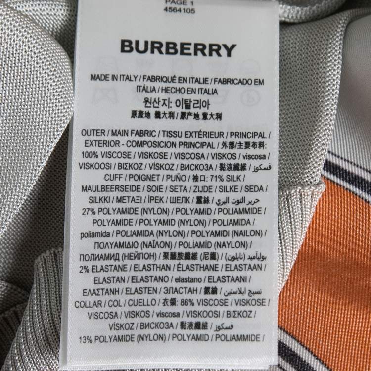 Pre Owned Burberry Grey Knit Animalia Scarf Detail Long Sleeve Top XS