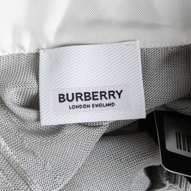 Pre Owned Burberry Grey Knit Animalia Scarf Detail Long Sleeve Top XS