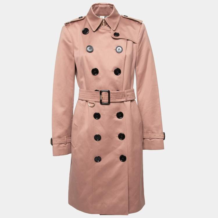 مملوكة مسبقًا Burberry Pink Cotton Double Breasted Belted Trench Coat M