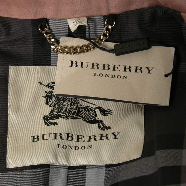 مملوكة مسبقًا Burberry Pink Cotton Double Breasted Belted Trench Coat M